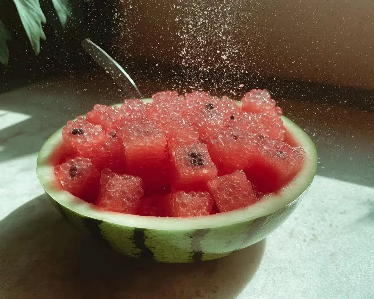 Delicious watermelon popping boba served in a clear cup