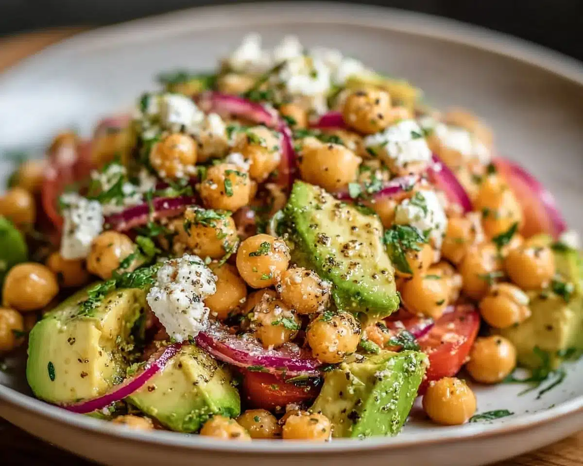 Chickpea Feta Avocado Salad