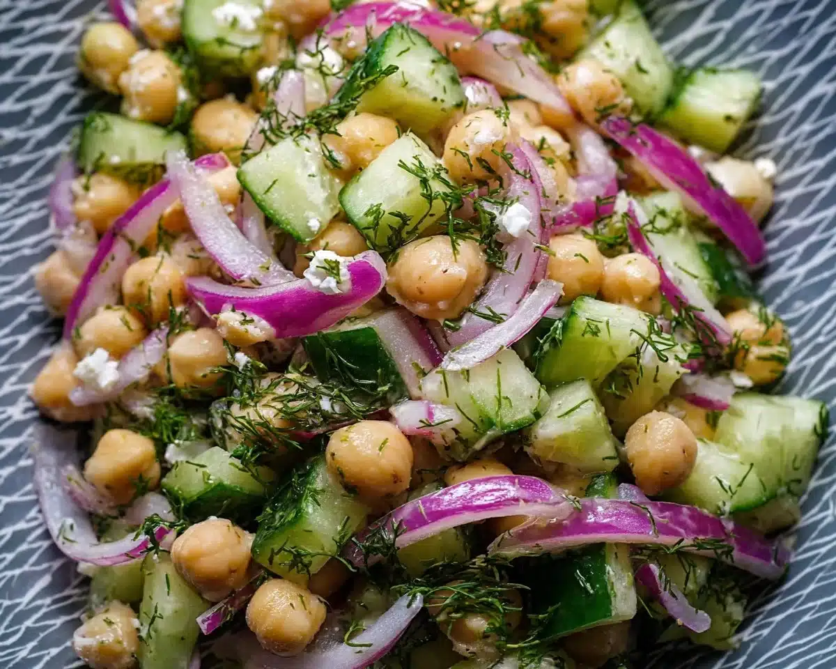 Cucumber Chickpea and Red Onion Salad with Dill