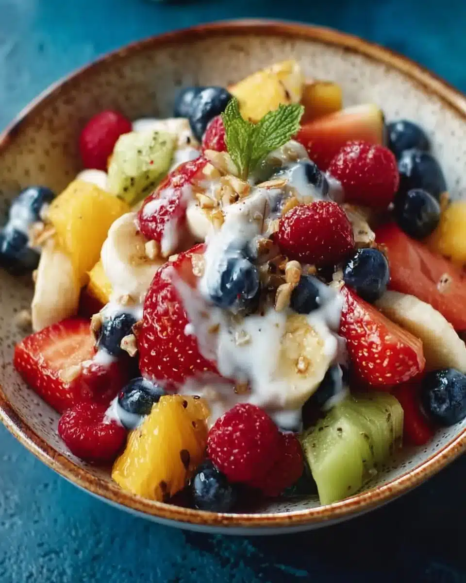 Delicious Breakfast Fruit Salad with Honey Yogurt Dressing