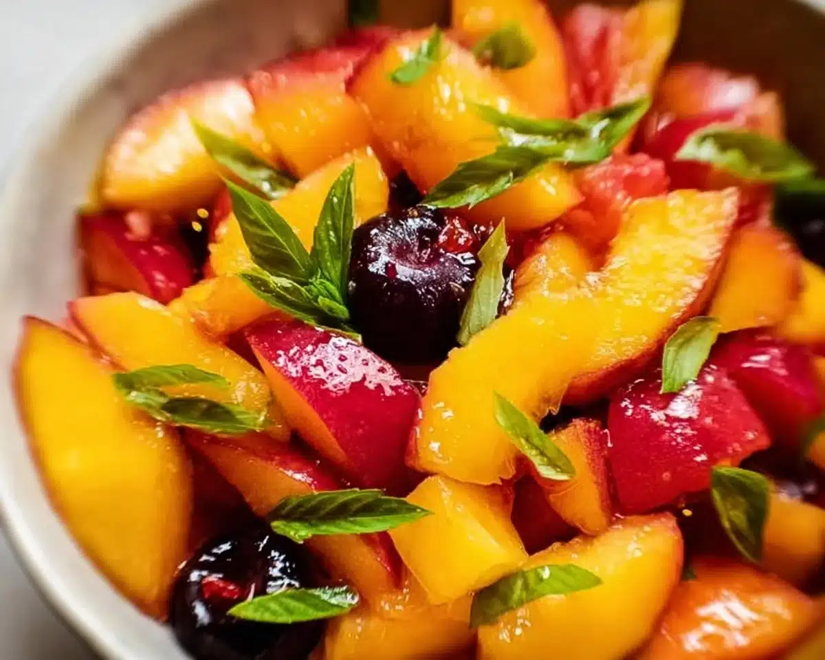 Honey Lime Basil Peach Fruit Salad