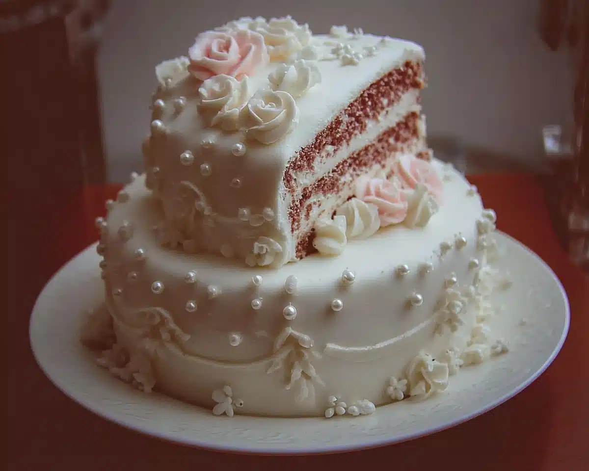 Beautifully decorated chocolate cake with fresh strawberries on top.