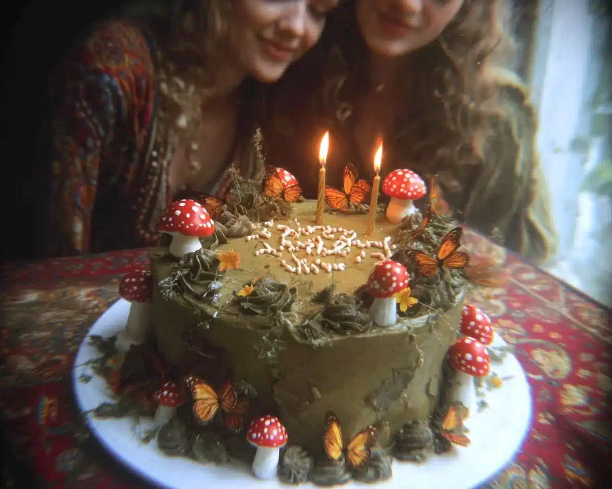 Colorful hippie birthday celebration decorations and theme ideas.
