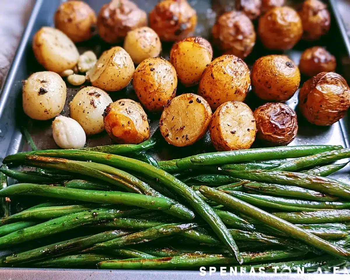 Roasted Garlic Potatoes and Green Beans