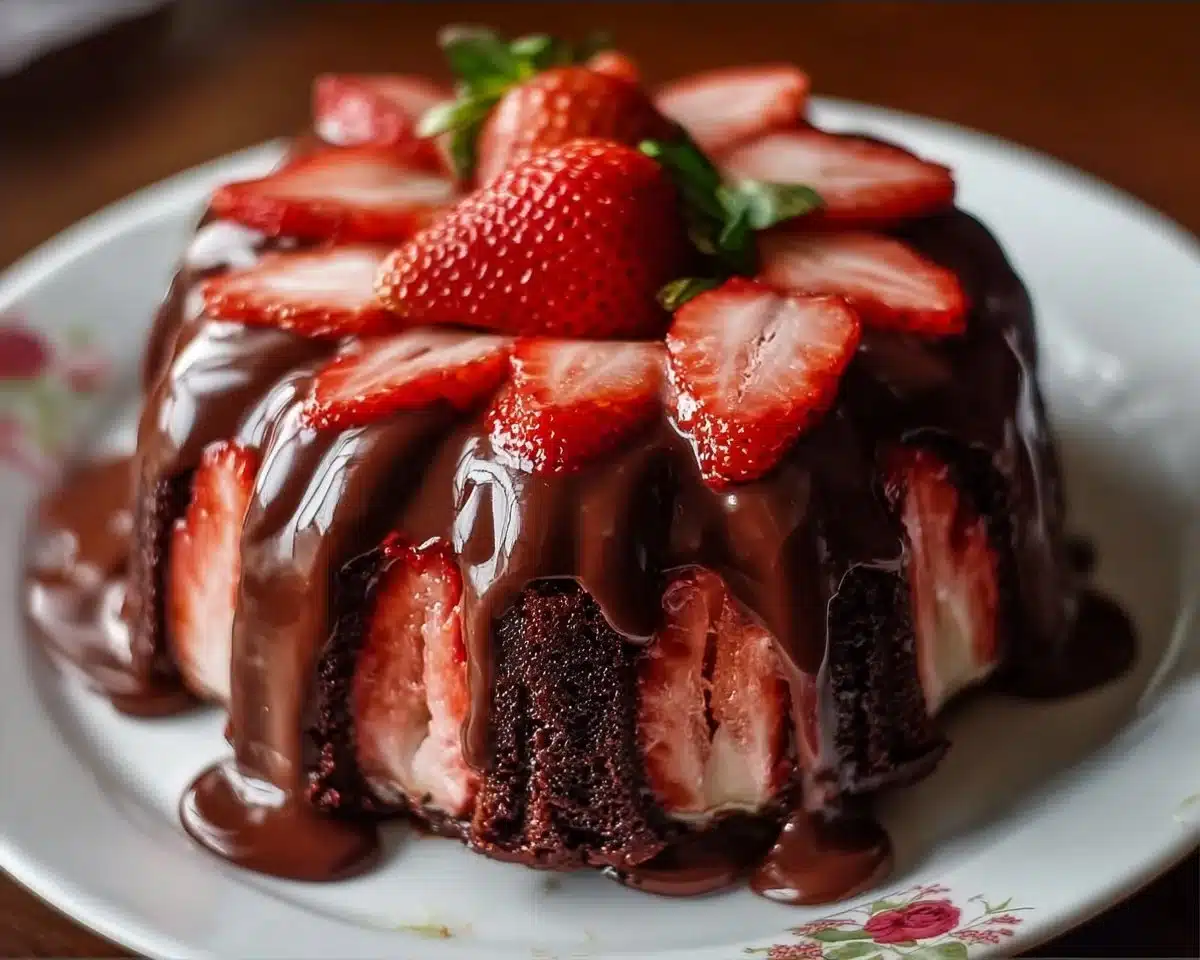 Strawberry Chocolate Shell Cake