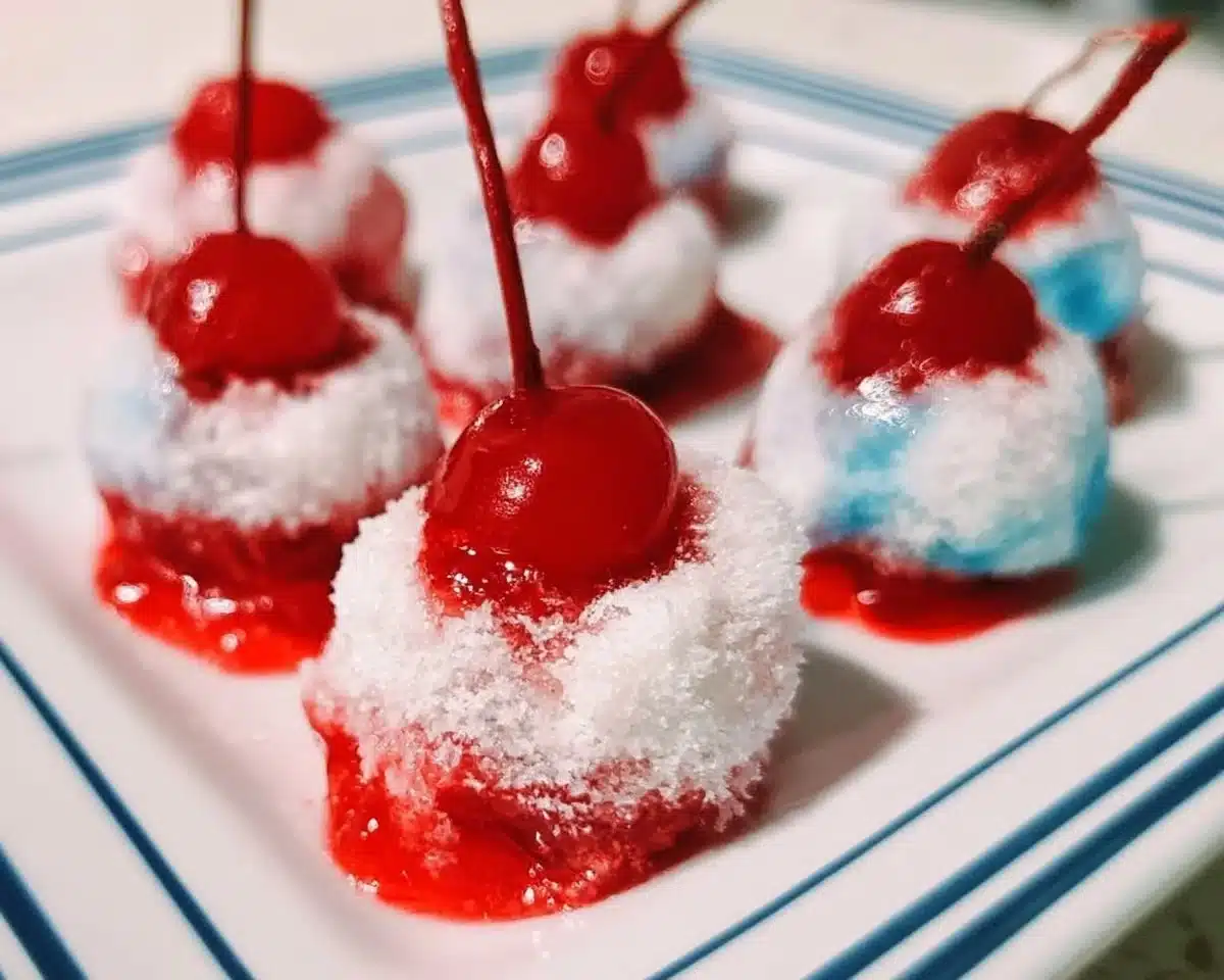 Boozy Cherry Bombs served in a shot glass, vibrant and enticing cocktail.