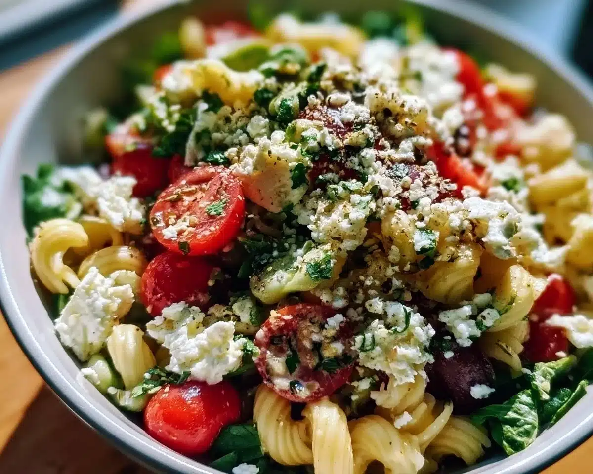 Mediterranean Feta Pasta Salad Bowl