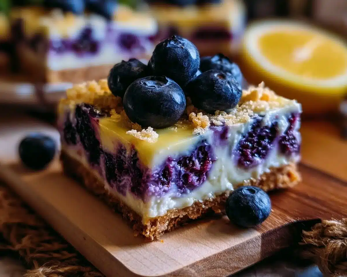 No-Bake Lemon Blueberry Cheesecake Bars