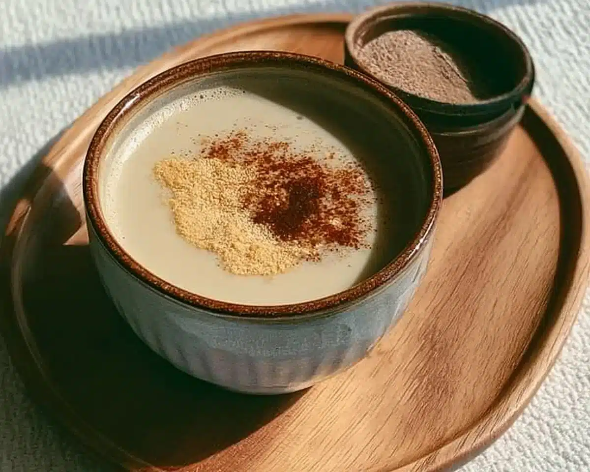 Roasted Green Tea Latte with Soy Flour